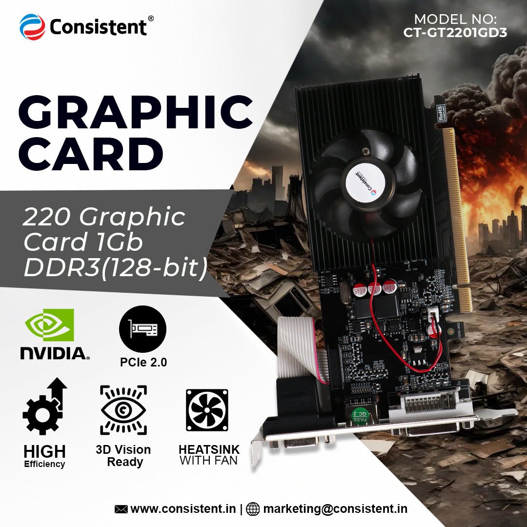 Consistent Graphics Card 1GB DDR3 (CTGT2201GD3)