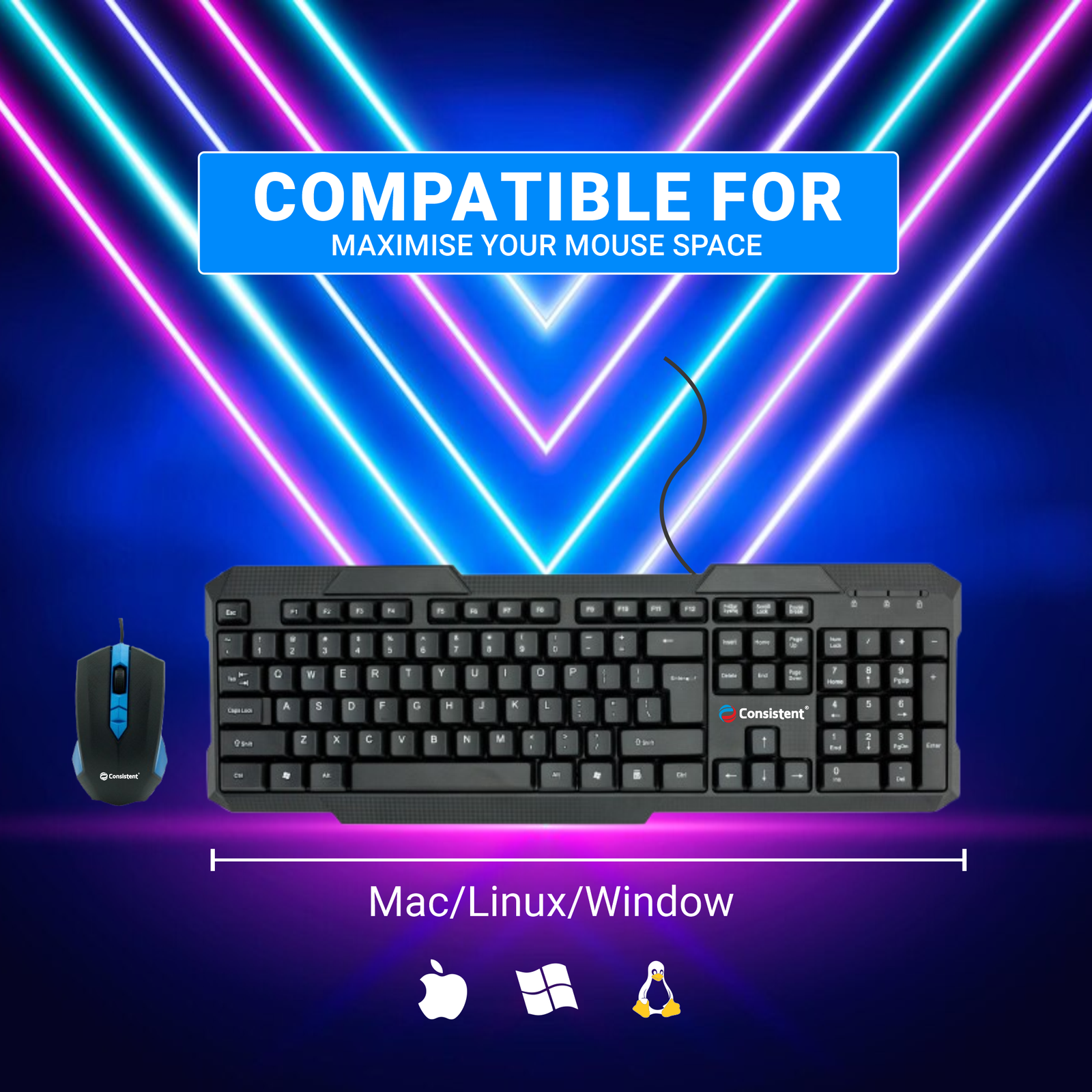 Consistent Wireless Keyboard Mouse Combo (CMW402) - Image 3