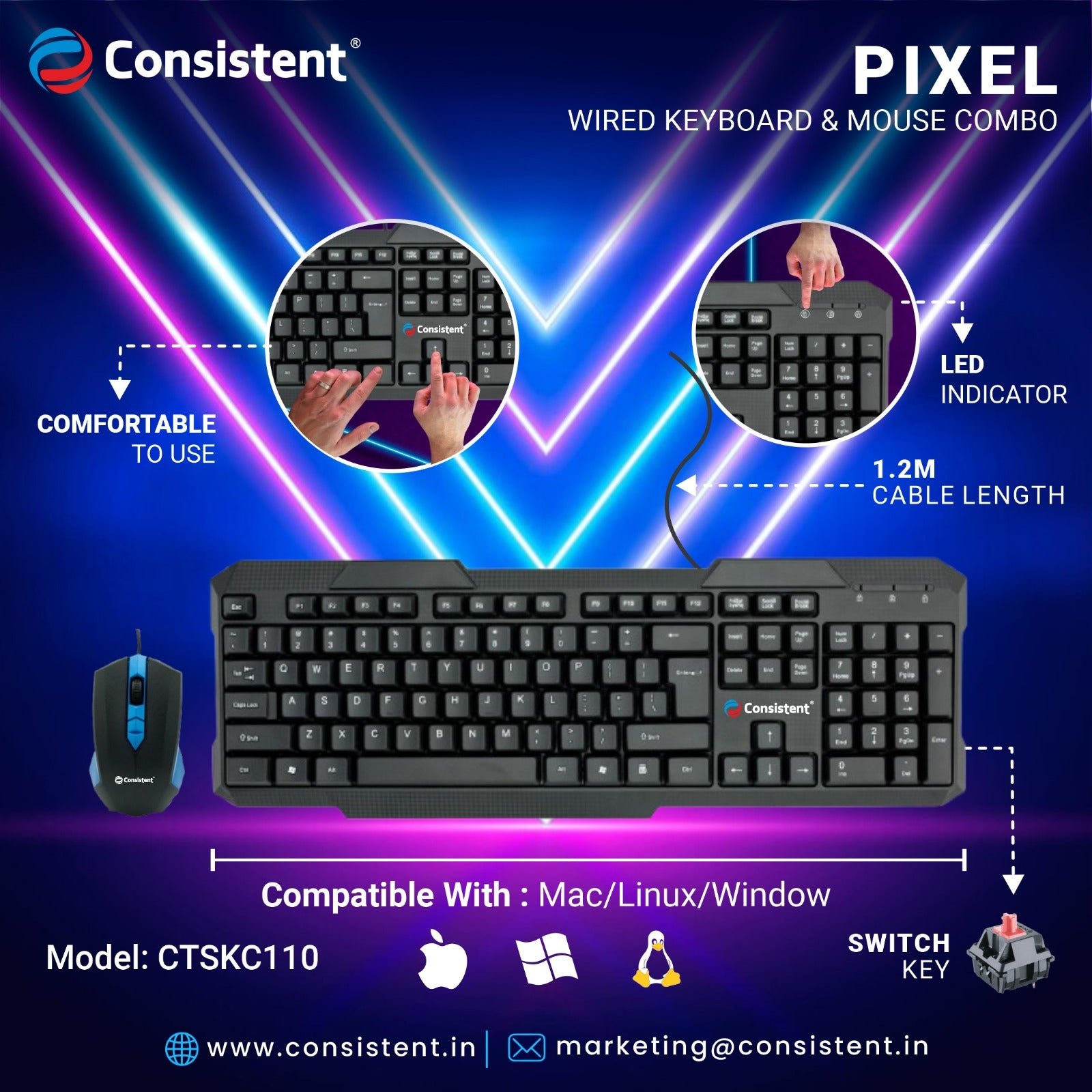 Consistent Wireless Keyboard Mouse Combo (CMW402)