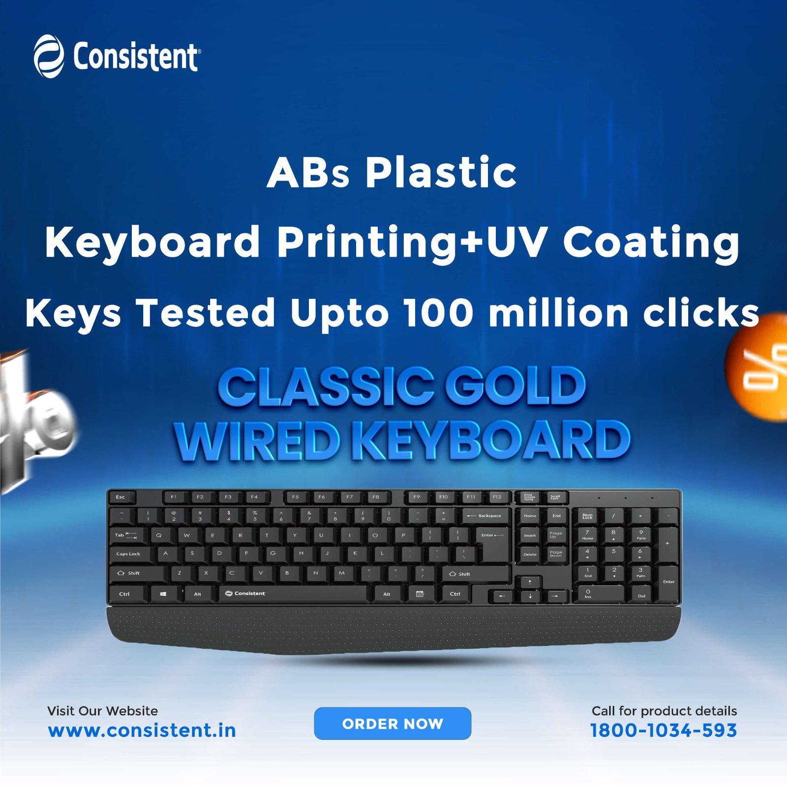 Consistent Keyboard Classic Gold Wired (SK102)