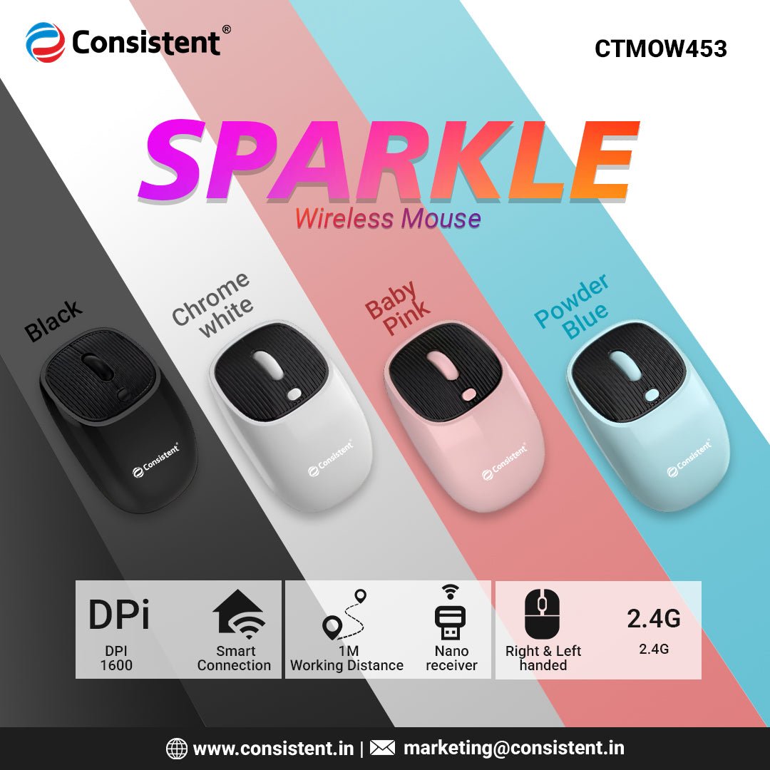 Consistent Sparkle Wireless Mouse Purple Black (CTMOW453)