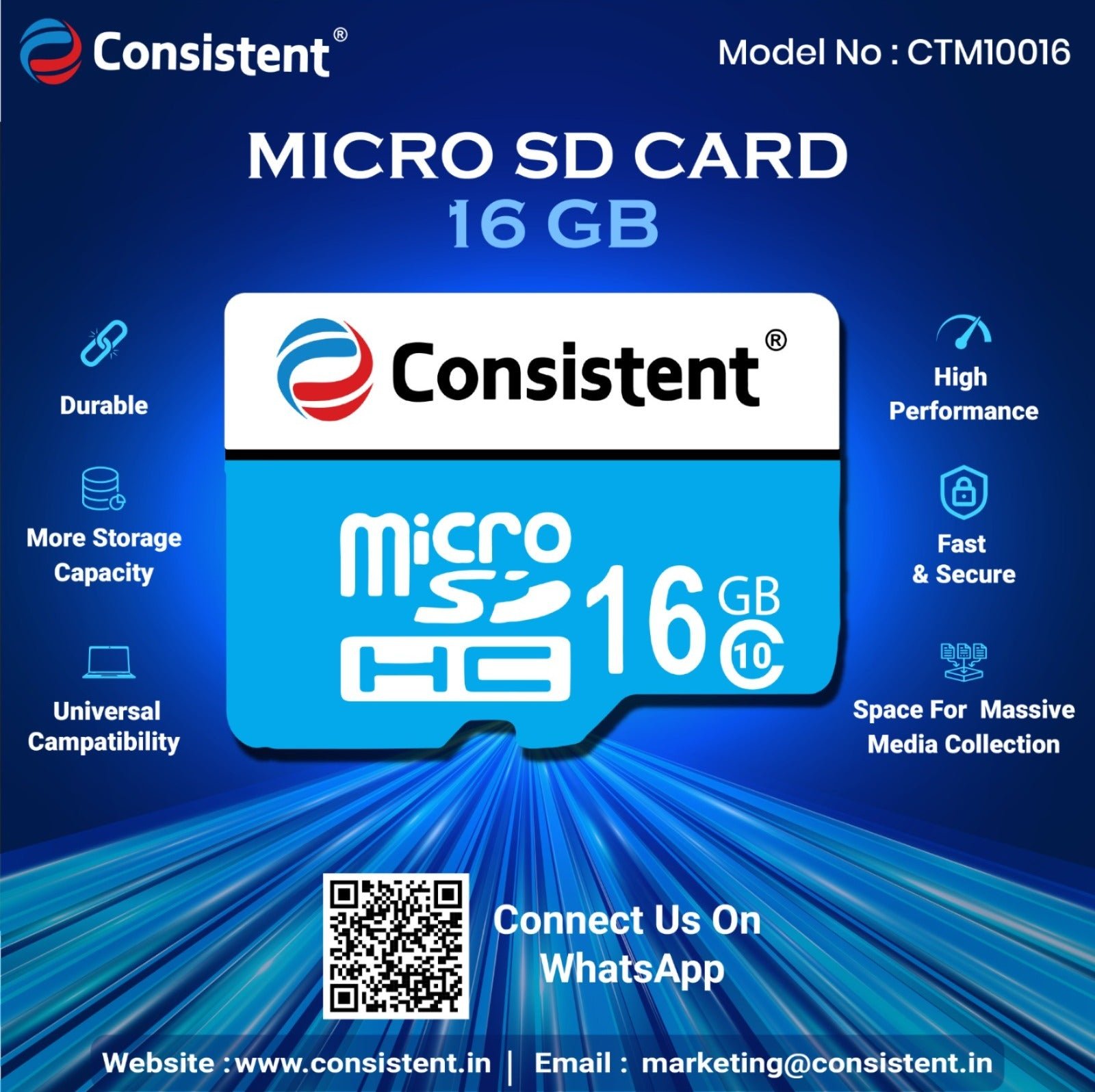 Consistent Micro SD Card 16GB (CTM10016)