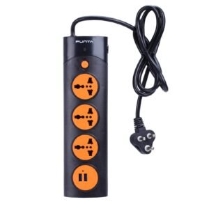 Punta Power Strip 1.5MTR USB Charging Black+Orange
