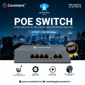 Consistent POE Switch 4 Port (C-4P-2UE-V)