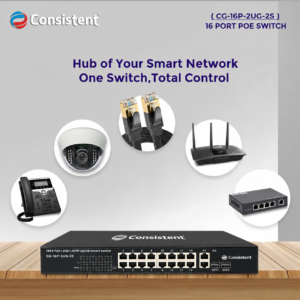 Consistent POE Switch 16 Port (CG-16P-2UG-2S)