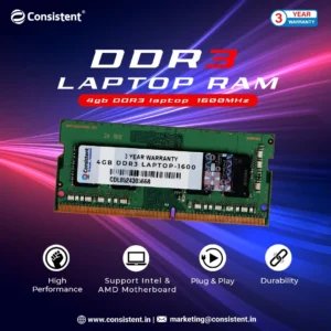 Consistent Laptop RAM 4GB DDR3 1600 (12800)