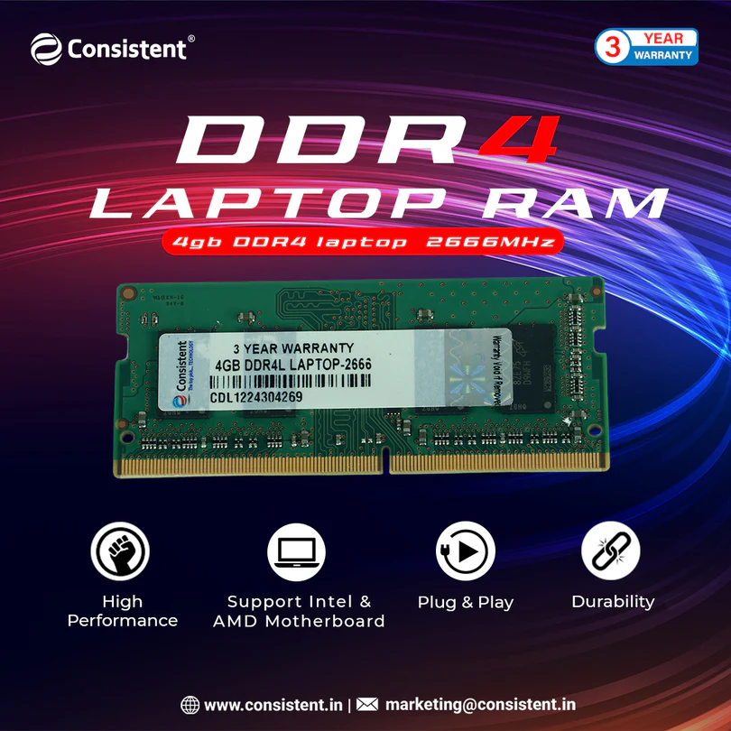 Consistent Laptop RAM 4GB DDR4 2666 (21300)