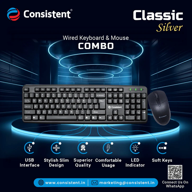 Consistent Keyboard Mouse Combo Silver (SK201)