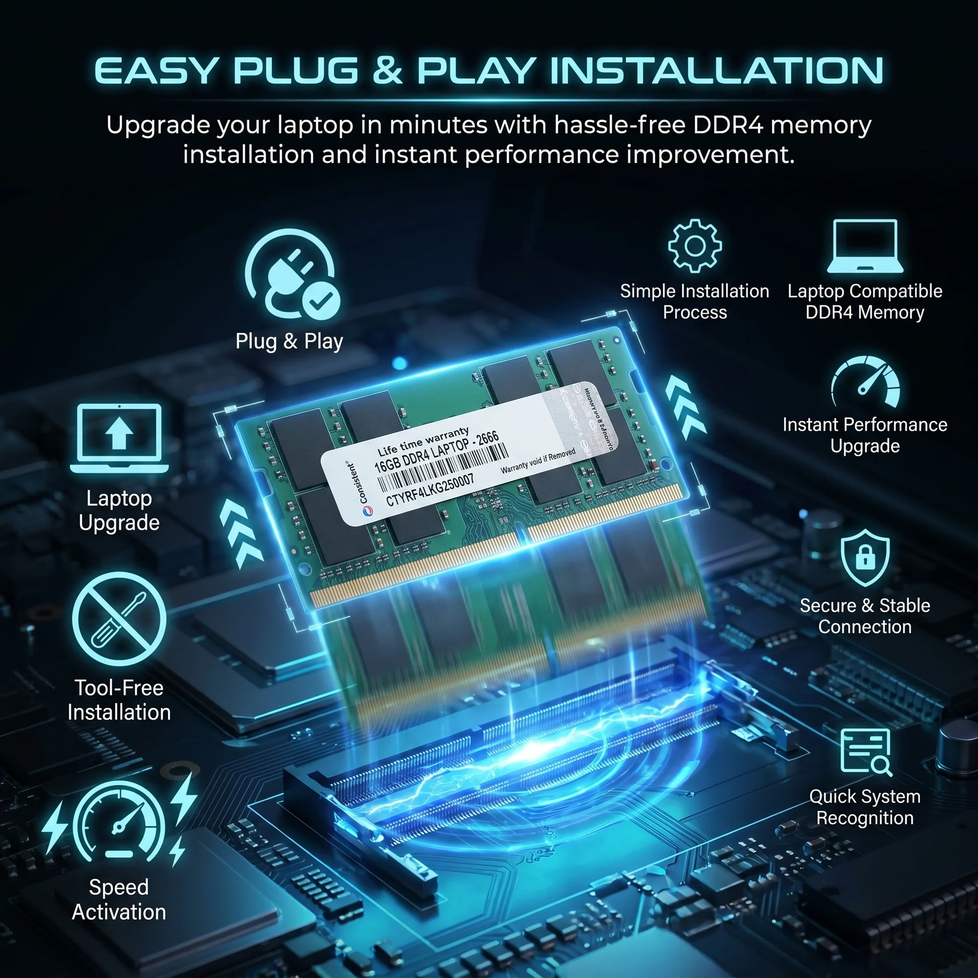 Consistent Laptop RAM 16GB DDR4 2666 (21300) - Image 4