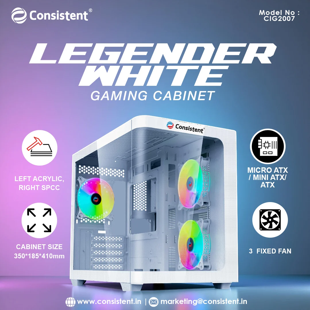 Consistent Gaming Cabinet White (CIG2007)
